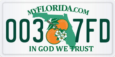 FL license plate 0037FD
