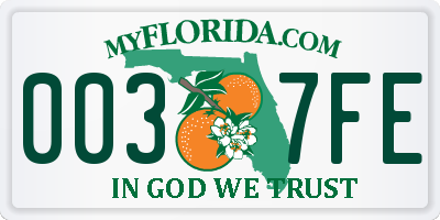 FL license plate 0037FE