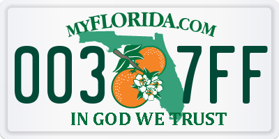 FL license plate 0037FF