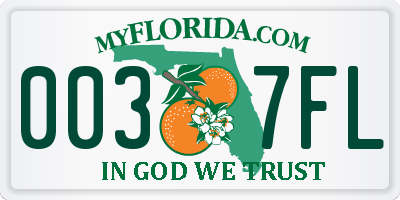 FL license plate 0037FL