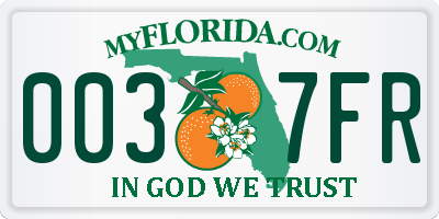 FL license plate 0037FR