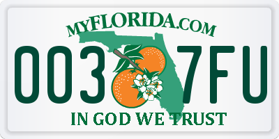 FL license plate 0037FU
