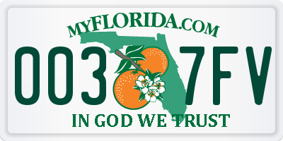 FL license plate 0037FV