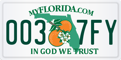 FL license plate 0037FY