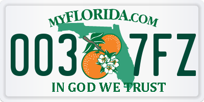 FL license plate 0037FZ