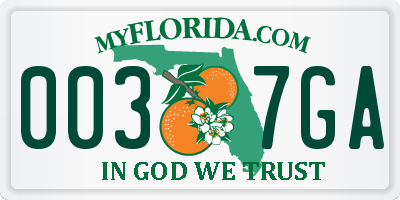 FL license plate 0037GA