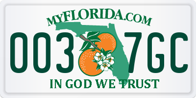 FL license plate 0037GC