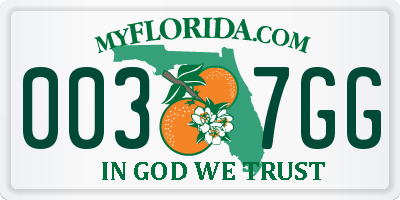 FL license plate 0037GG