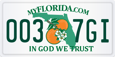 FL license plate 0037GI