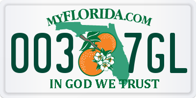 FL license plate 0037GL
