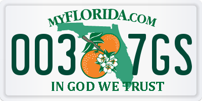 FL license plate 0037GS
