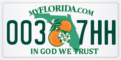FL license plate 0037HH