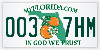 FL license plate 0037HM