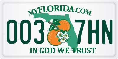 FL license plate 0037HN