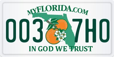 FL license plate 0037HO