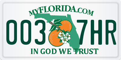 FL license plate 0037HR