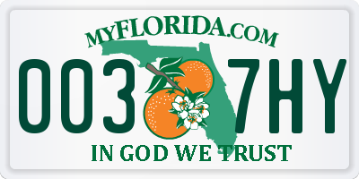 FL license plate 0037HY