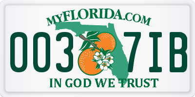 FL license plate 0037IB