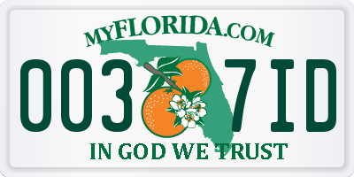 FL license plate 0037ID