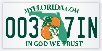 FL license plate 0037IN