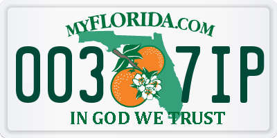 FL license plate 0037IP