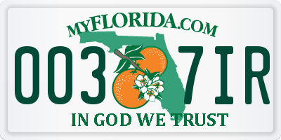 FL license plate 0037IR