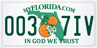 FL license plate 0037IV