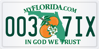 FL license plate 0037IX