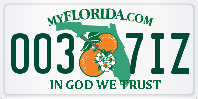 FL license plate 0037IZ