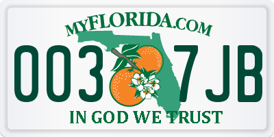 FL license plate 0037JB