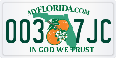 FL license plate 0037JC