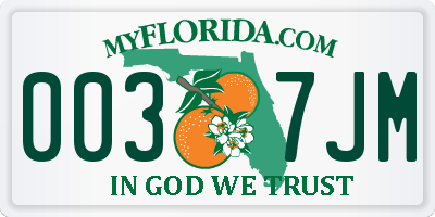 FL license plate 0037JM