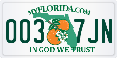 FL license plate 0037JN