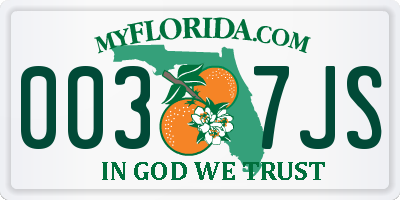 FL license plate 0037JS