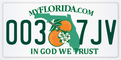 FL license plate 0037JV