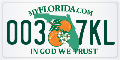 FL license plate 0037KL