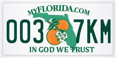 FL license plate 0037KM