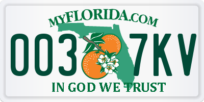 FL license plate 0037KV