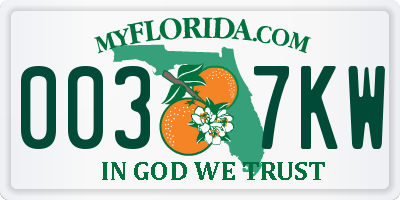 FL license plate 0037KW