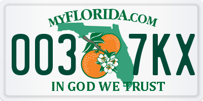 FL license plate 0037KX