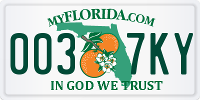 FL license plate 0037KY