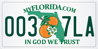 FL license plate 0037LA