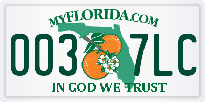 FL license plate 0037LC