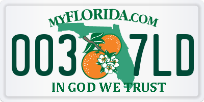 FL license plate 0037LD