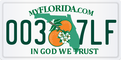FL license plate 0037LF