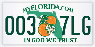 FL license plate 0037LG