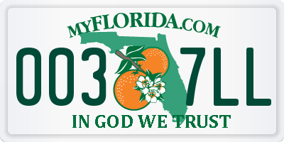 FL license plate 0037LL