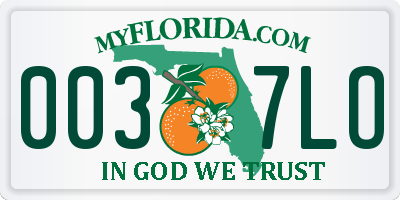 FL license plate 0037LO