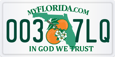 FL license plate 0037LQ