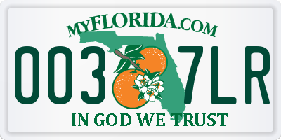 FL license plate 0037LR